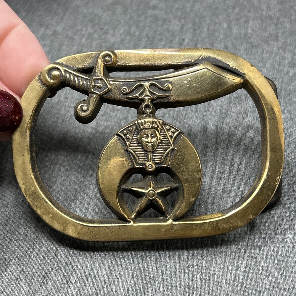 Vintage 1980 Baron Buckle Belt Buckle Solid Brass Masonic Fraternal Collectible